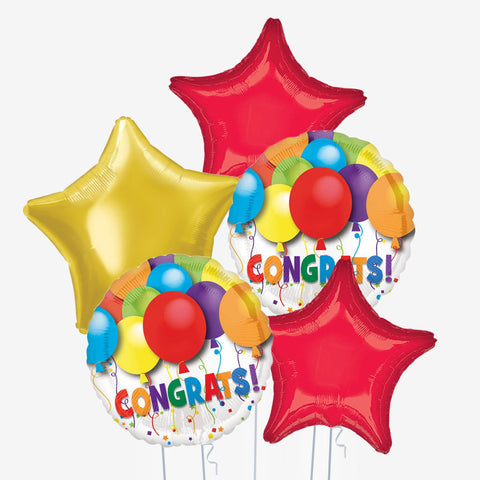 Congrats Colourful Star Balloons | Box Balloons | Next-Day Balloon Delivery