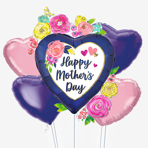 Mother's Day Floral Heart Balloons | Box Balloons | Next-Day Balloon Delivery