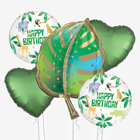 Golden Palm Leaf Birthday Balloons - Box Balloons