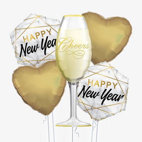 Happy New Year Fizz & Hearts Balloons - Box Balloons