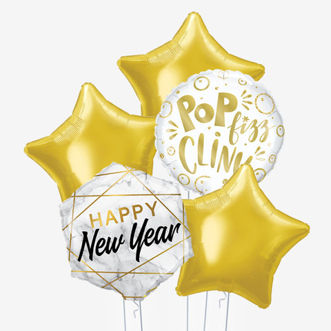 Happy New Year Pop, Fizz & Clink Balloons - Box Balloons