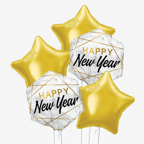 Happy New Year & Stars Balloons - Box Balloons