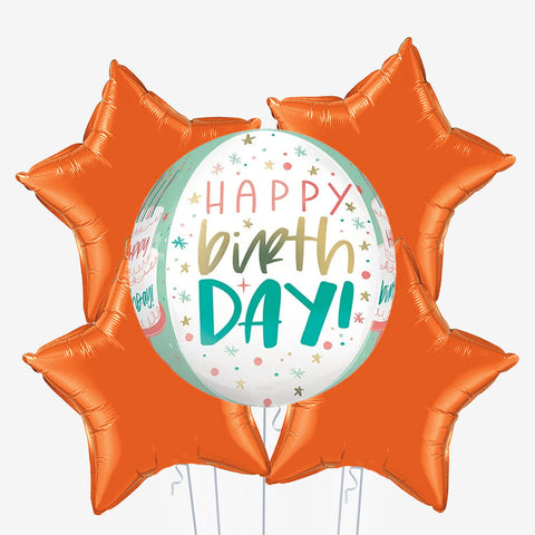 Happy Birthday Cake Orb & Heart Balloons - Box Balloons