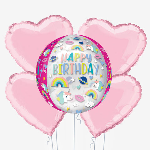 Happy Birthday Unicorn Orb Balloons - Box Balloons