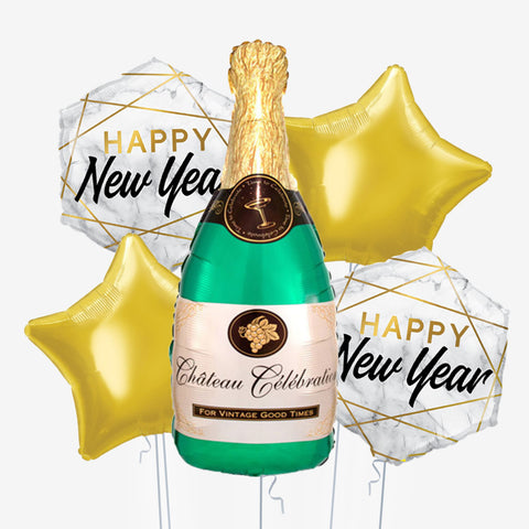 Happy New Year Champagne Balloons - Box Balloons