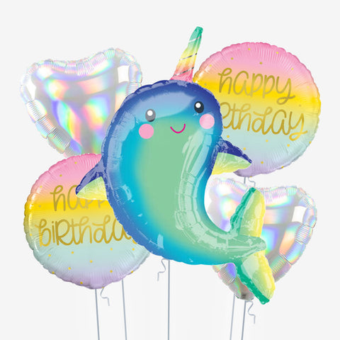 Narwhal Birthday Balloons | Box Balloons | Next-Day Balloon Delivery