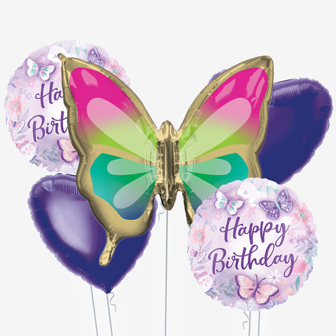 Purple Butterfly Birthday Balloons | Box Balloons | Next-Day Balloon Delivery
