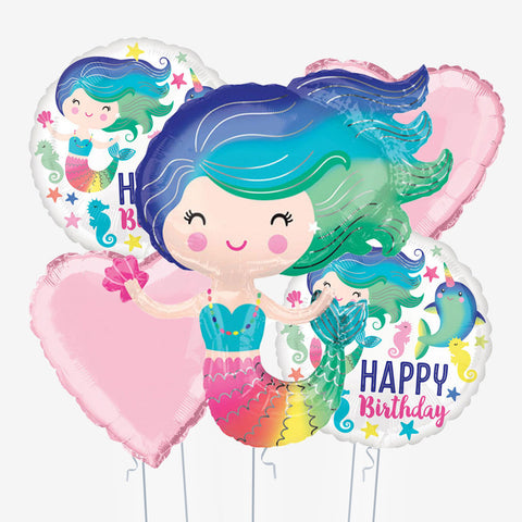 Rainbow Mermaid Birthday Balloons - Box Balloons
