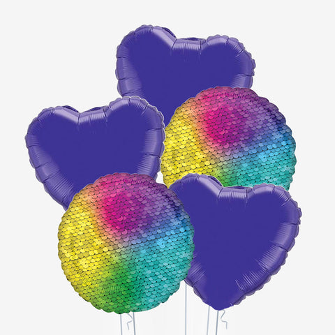 Rainbow Mermaid Scales & Heart Balloons - Box Balloons