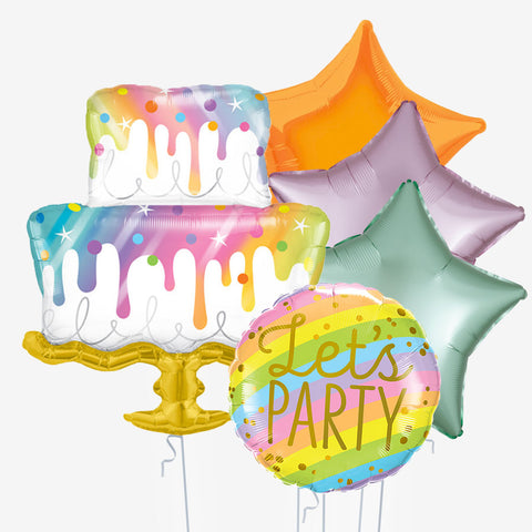 Rainbow Drip Cake Balloons | Box Balloons | Next-Day Balloon Delivery