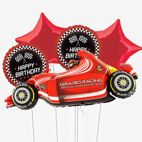 Red Racing Car Birthday Balloons | Box Balloons | Next-Day Balloon Delivery