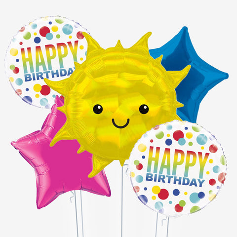 Sunshine Dotted Rainbow Birthday Balloons | Box Balloons | Next-Day Balloon Delivery