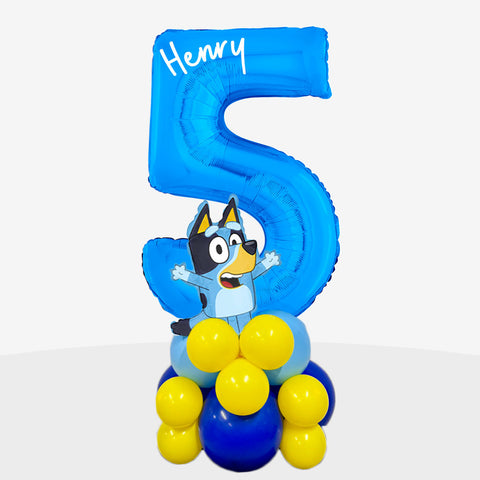Personalised Bluey Number Balloon Stack | Box Balloons | Next-Day Balloon Delivery