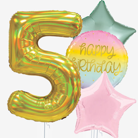 Golden Happy Birthday & Number Balloons | Box Balloons | Next-Day Balloon Delivery