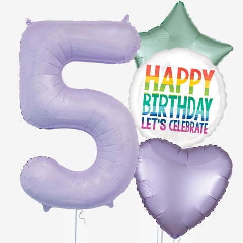 Happy Birthday & Lilac Number Balloons | Box Balloons | Next-Day Balloon Delivery