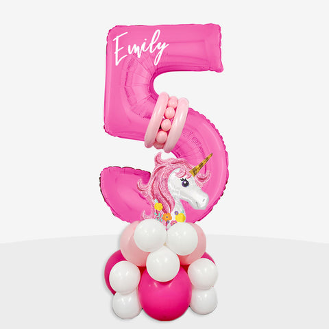 Personalised Unicorn Number Balloon Stack | Box Balloons | Next-Day Balloon Delivery
