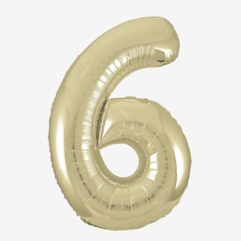 34" White Gold Number Balloons
