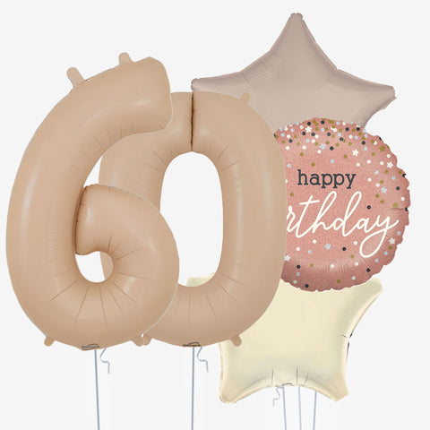 Satin Cream Stars & Number Balloons - Box Balloons