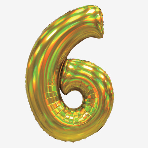 30" Iridescent Gold Number Balloons | Box Balloons | Next-Day Balloon Delivery