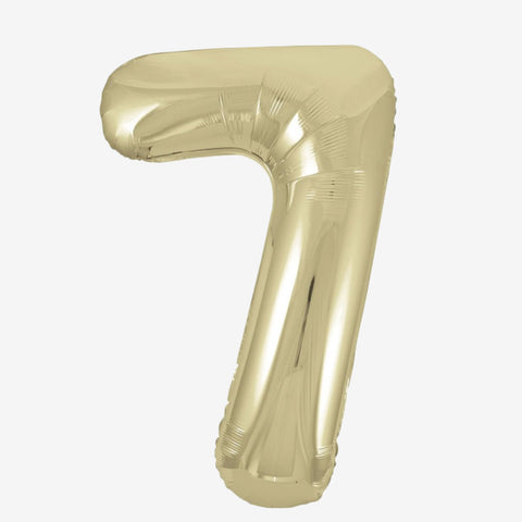 34" White Gold Number Balloons
