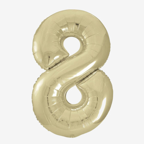 34" White Gold Number Balloons