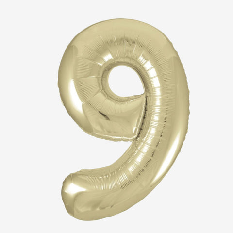34" White Gold Number Balloons