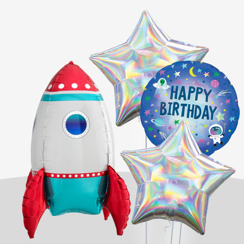 Rocket Ship Space Birthday Balloons | Box Balloons | Next-Day Balloon Delivery