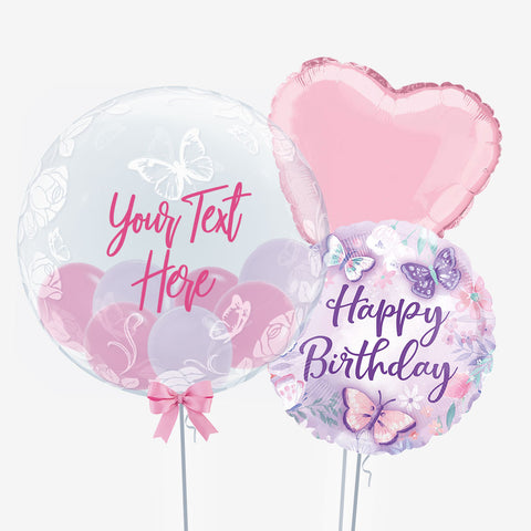 Personalised Butterfly Bubble Balloon | Box Balloons | Next-Day Balloon Delivery