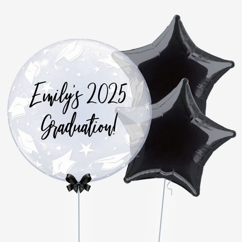 Personalised Graduation Caps Bubble Balloon | Box Balloons | Next-Day Balloon Delivery