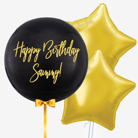 Personalised Black Orb Balloon - Box Balloons