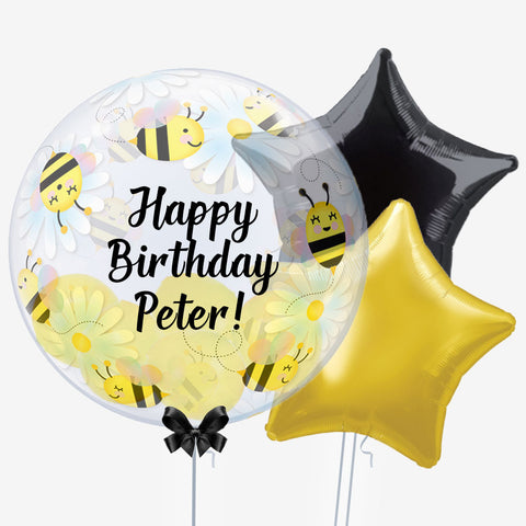 Personalised Bees and Daisies Bubble Balloon - Box Balloons