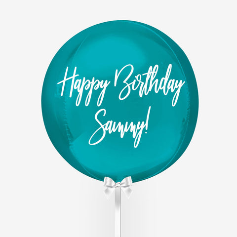 Personalised Aqua Blue Orb Balloon - Box Balloons