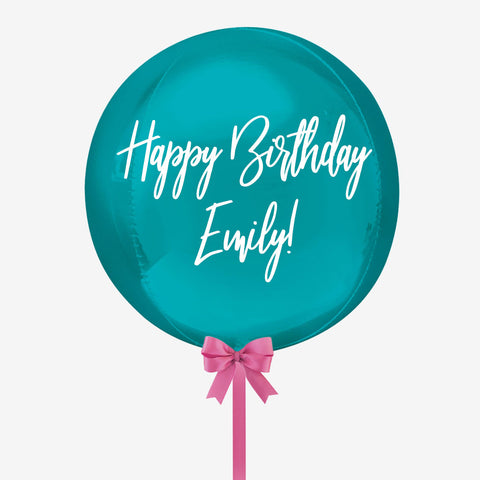 Personalised Aqua Blue & Pink Orb Balloon - Box Balloons