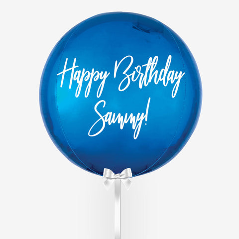 Personalised Brilliant Blue Orb Balloon - Box Balloons