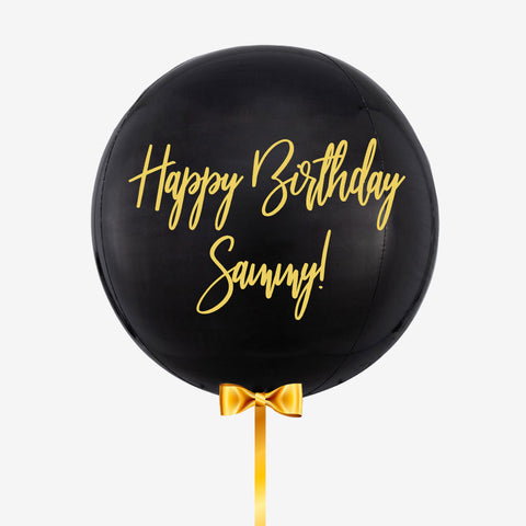 Personalised Black Orb Balloon - Box Balloons