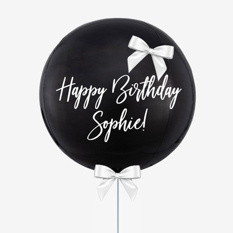 Personalised Black & White Orb Balloon - Box Balloons
