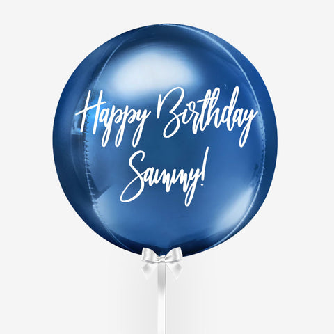 Personalised Royal Blue Orb Balloon - Box Balloons