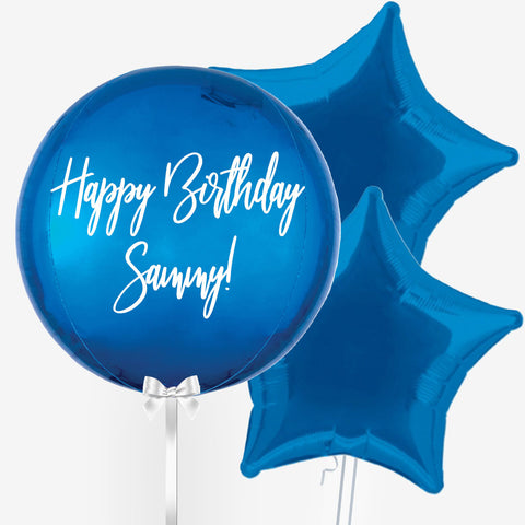 Personalised Brilliant Blue Orb Balloon - Box Balloons