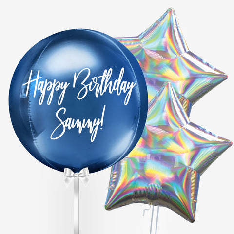 Personalised Royal Blue Orb Balloon - Box Balloons