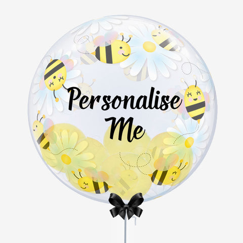 Personalised Bees and Daisies Bubble Balloon - Box Balloons