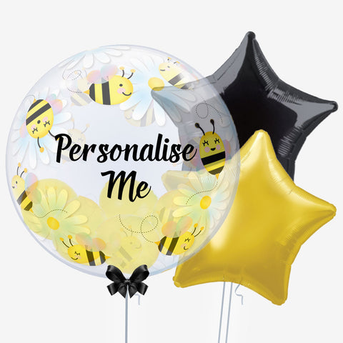 Personalised Bees and Daisies Bubble Balloon - Box Balloons