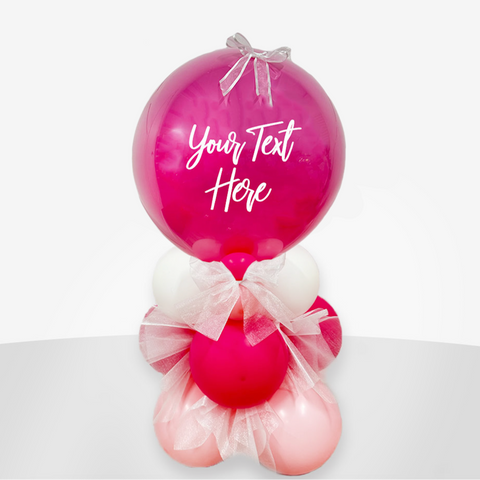 Personalised Pink Bow Bubble Balloon Stack | Box Balloons | Next-Day Balloon Delivery