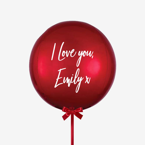 Personalised Red Orb Balloon - Box Balloons