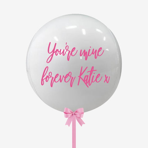 Personalised White & Pink Orb Balloon - Box Balloons