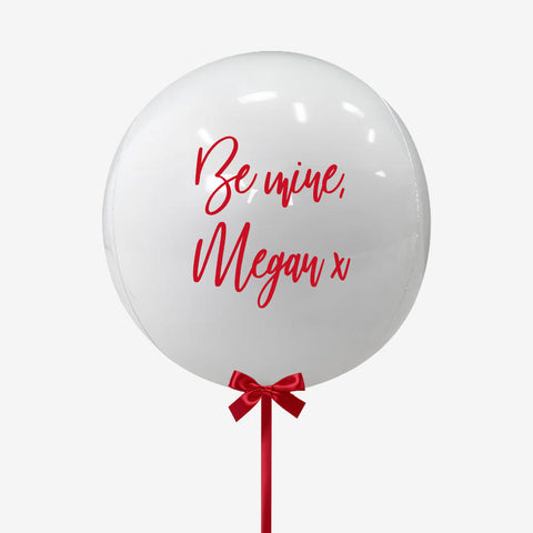 Personalised White & Red Orb Balloon - Box Balloons