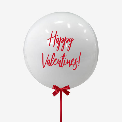 Personalised White & Red Orb Balloon - Box Balloons