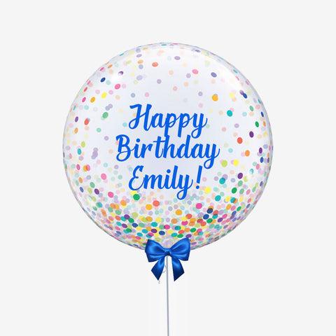 Personalised Colourful Confetti Bubble Balloon - Box Balloons
