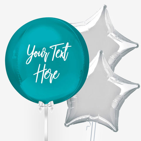 Personalised Aqua Blue Orb Balloon - Box Balloons