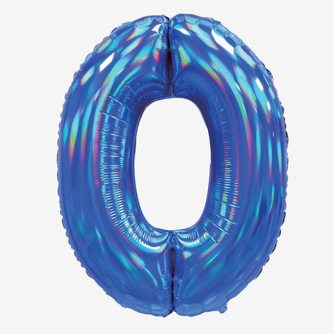 30" Blue Iridescent Number Balloons | Box Balloons | Next-Day Balloon Delivery