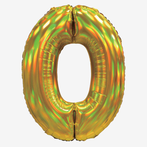 30" Iridescent Gold Number Balloons